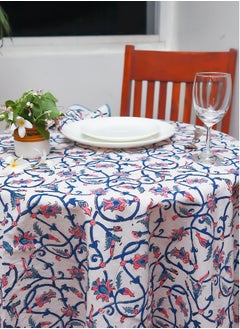 OJARIYA Lavender Pastel Round Block Printed Pure Cotton Table Cover (L- 65 Inches X W- 65 Inches)  - Image 3