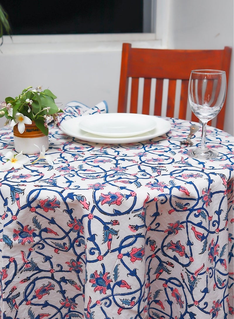 أوجريا غطاء طاولة مستدير من القطن الخالص مطبوع عليه باستيل لافندر (طول - 65 بوصة × عرض - 65 بوصة) - Image 3