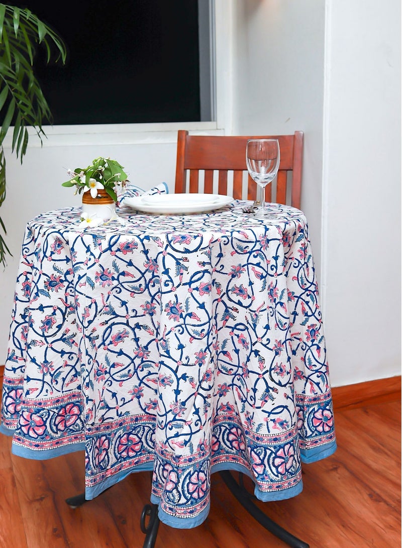 أوجريا غطاء طاولة مستدير من القطن الخالص مطبوع عليه باستيل لافندر (طول - 65 بوصة × عرض - 65 بوصة) - Image 2