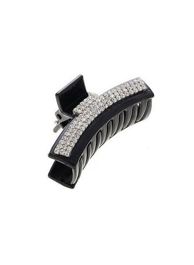 Suoirblss Exquisite Black Acrylic Rhinestones Hairpin Claw Clip Jaw Clips For Women Lady Girls (C#) - Image 1