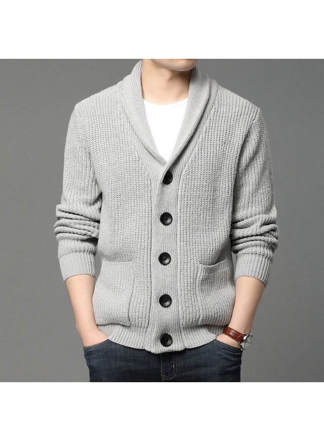 NIBEMINENT Men Button-up Sweater Autumn Winter Knitted Coat Thick Warm Casual Solid Streetwear Men‘s Fashion jacket Coat - Image 1
