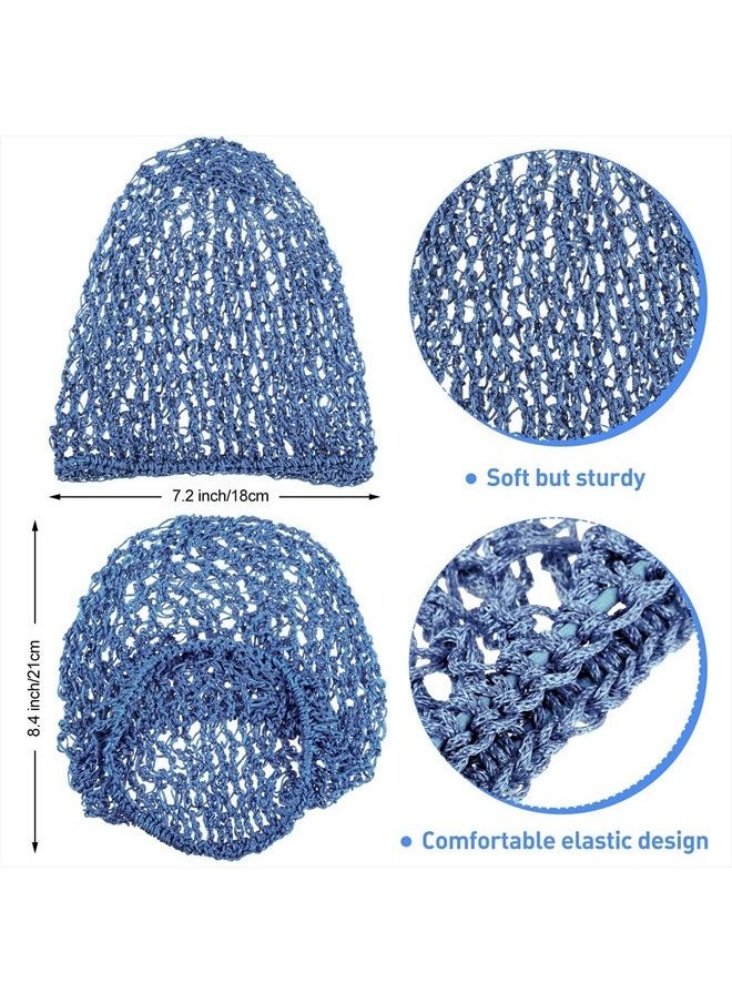 Waydress 2 Pieces Mesh Hair Net Rayon Knit Snood Women Crocheted Sleep Cap (Blue, Pink)  - Image 2
