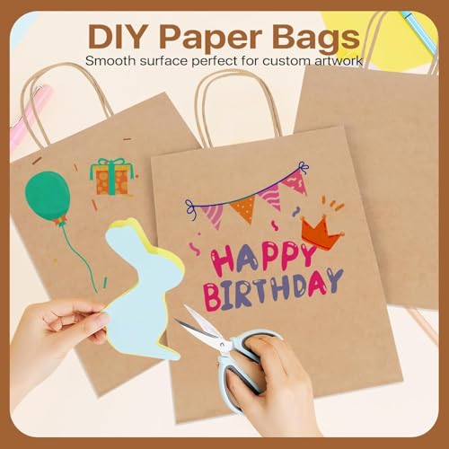 RanGit Bhumi ® Kraft Paper Bags with H⩽ - 9"x12"x4" 50pcs Medium Brown Paper Carry Bags for Shopping Retail,Merch&ise,Party Favor Return Gift Bags,Disposable Paper Covers (9x4x12 in Brown,50 pack) - Image 3