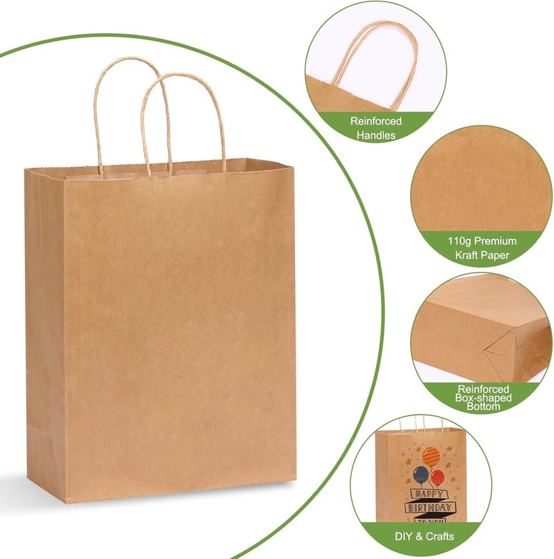 RanGit Bhumi ® Kraft Paper Bags with H⩽ - 9"x12"x4" 50pcs Medium Brown Paper Carry Bags for Shopping Retail,Merch&ise,Party Favor Return Gift Bags,Disposable Paper Covers (9x4x12 in Brown,50 pack) - Image 4