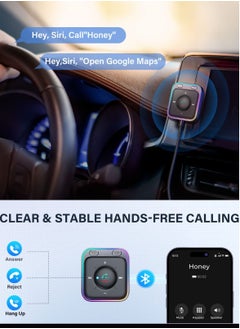Y&D AUX Bluetooth Car Kit, 5.3 Adapter with Dual Mics and Noise Cancellation, Plug-and-Play Filter for Hands-Free Calls Stereo Audio  - Image 5