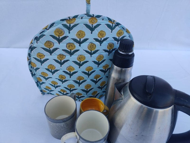 Malan Bai Mandala Tea Cozy Cover Hand Block Winter Tea Cozy Cotton Tea Kettle Warmer Pot Cover Hot Coffee Cover Handamde Kitchen Décor Brand: Malan Bai (Pattern 45) - Image 4