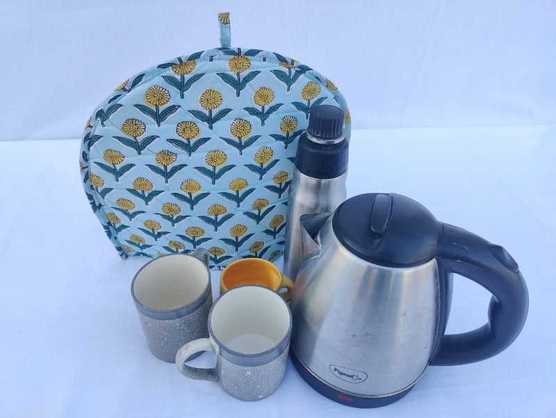 Malan Bai Mandala Tea Cozy Cover Hand Block Winter Tea Cozy Cotton Tea Kettle Warmer Pot Cover Hot Coffee Cover Handamde Kitchen Décor Brand: Malan Bai (Pattern 45) - Image 1