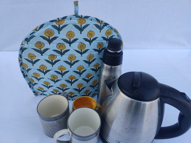 Malan Bai Mandala Tea Cozy Cover Hand Block Winter Tea Cozy Cotton Tea Kettle Warmer Pot Cover Hot Coffee Cover Handamde Kitchen Décor Brand: Malan Bai (Pattern 45) - Image 3