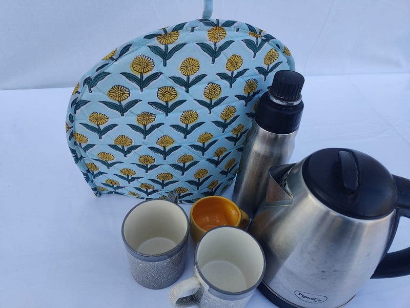 Malan Bai Mandala Tea Cozy Cover Hand Block Winter Tea Cozy Cotton Tea Kettle Warmer Pot Cover Hot Coffee Cover Handamde Kitchen Décor Brand: Malan Bai (Pattern 45) - Image 5