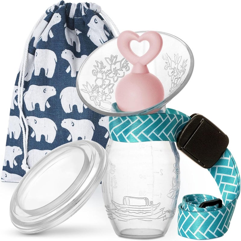 Bumblebee Manual Breast Pump with Breastfeeding Milk Saver Stopper& lid in Gift Box Food Grade Silicone bpa PVC and Phthalate Free 3.04oz/90ml - Image 1