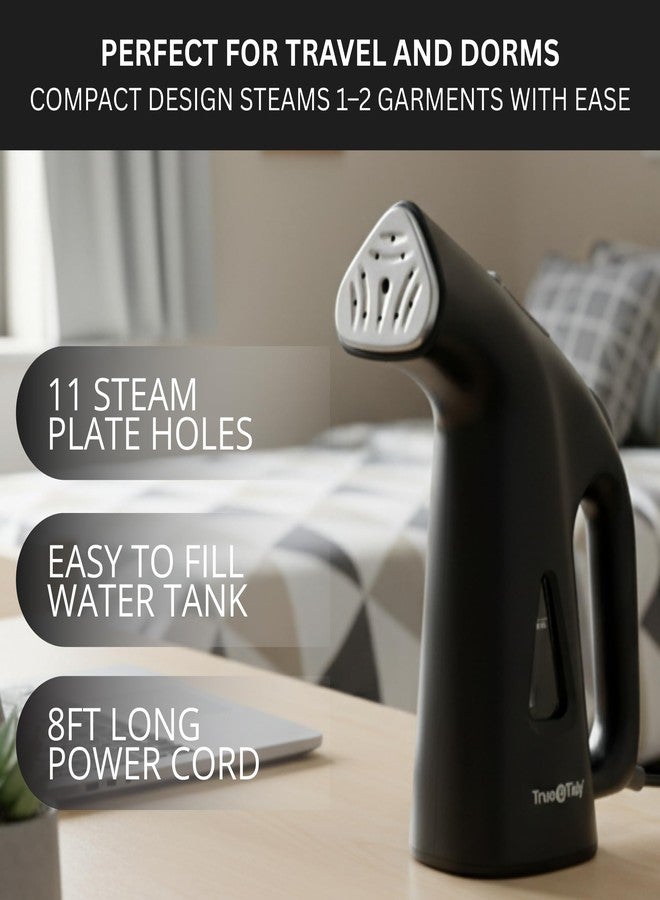 True & Tidy مكواة بخارية يدوية صغيرة الحجم من ترو آند تايدي، مثالية للسفر، مزودة بفوهة من الفولاذ المقاوم للصدأ، بقوة 800 واط، لون أسود. - Image 4