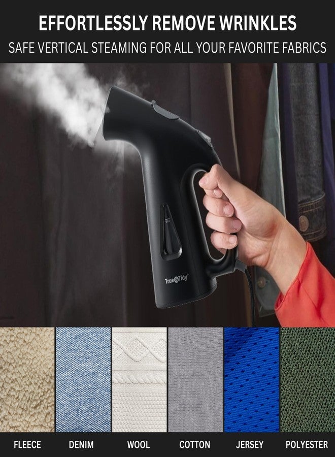 True & Tidy مكواة بخارية يدوية صغيرة الحجم من ترو آند تايدي، مثالية للسفر، مزودة بفوهة من الفولاذ المقاوم للصدأ، بقوة 800 واط، لون أسود. - Image 5