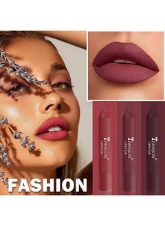 TEAYASON 3PCS Nude Lipstick Set Matte Lip Stick Waterproof Long Lasting Lipstick Non Stick Cup Velvet Lip Gloss Lip Stain Professional Lip Makeup Matte Lipstick Set D  - Image 3