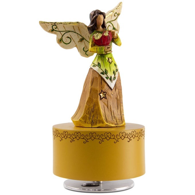 Music Box Guardian Angel Musical Box Figurine Holding Heart Sculpted HandPainted Music Boxes Figures Wind Up Angel Musical Boxes for Women Girls in Christmas Birthday Anniversary