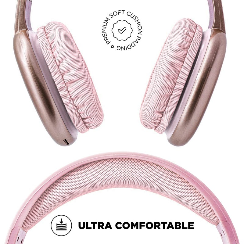 iJoy Ultra Wireless Over-Ear Bluetooth Headphones with Mic, Backup Wire, SD Slot - Headset for Gaming, Work, School, & Gym (Pink) - Image 2