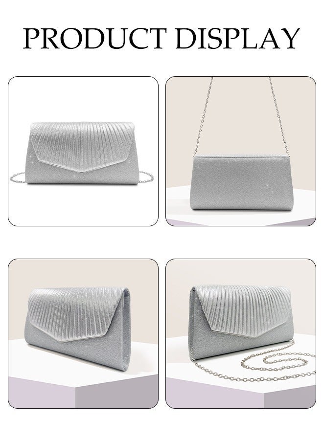 DUNISO Women Shiny Glitter Evening Clutch Bag Envelope Handbag Chain Purse Bag Crossbody Bag for Wedding Formal Cocktail Party - Image 5