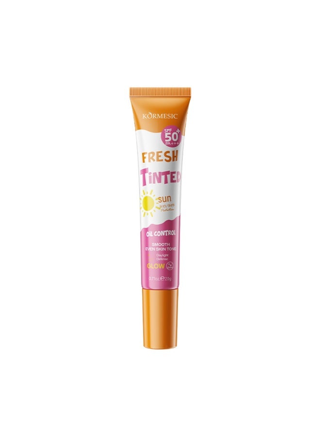 Kormesic واقي شمس ملون من كورميسيك بمعامل SPF 50+، للتحكم في الزيوت وتوحيد لون البشرة، حماية واسعة الطيف UVA/UVB PA++++، كريم شمس يومي منعش غير دهني، بدون طبقة بيضاء، 20 غرام - Image 5