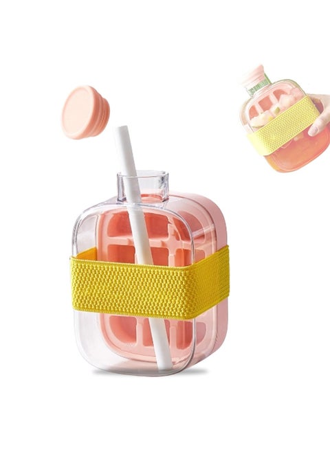 2 in 1 Creative Water Bottle Ice Cube Cube Tray - Make ice and store water in one, unlock a new experience of cold drinks!  Suitable for home refrigerator, car refrigeration, fitness hydration, etc.(500ML)