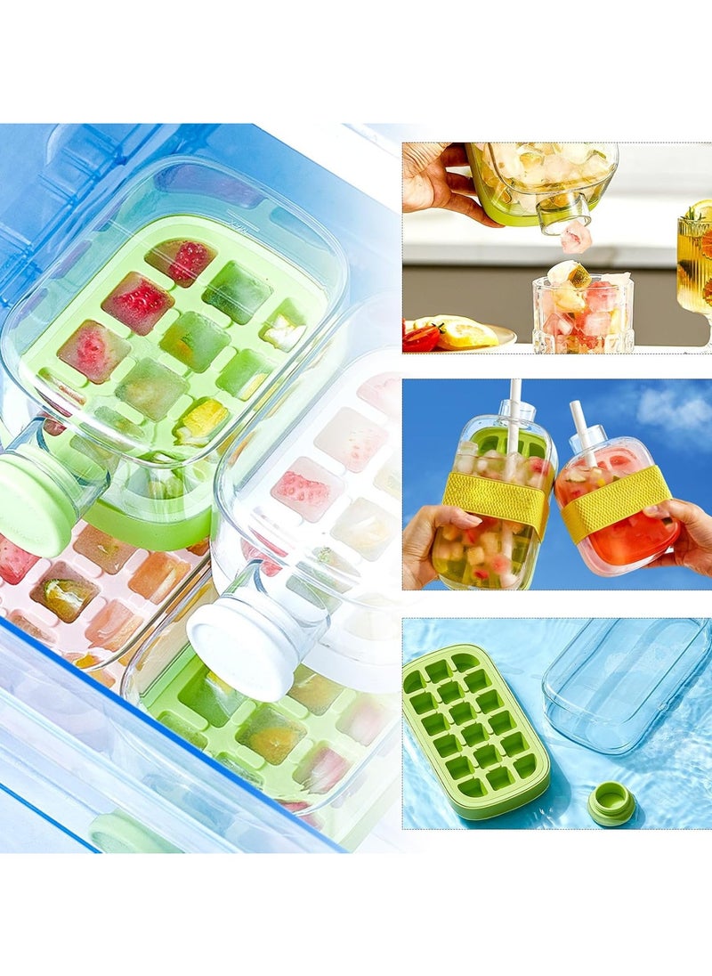 2 in 1 Creative Water Bottle Ice Cube Cube Tray - Make ice and store water in one, unlock a new experience of cold drinks!  Suitable for home refrigerator, car refrigeration, fitness hydration, etc.(500ML)