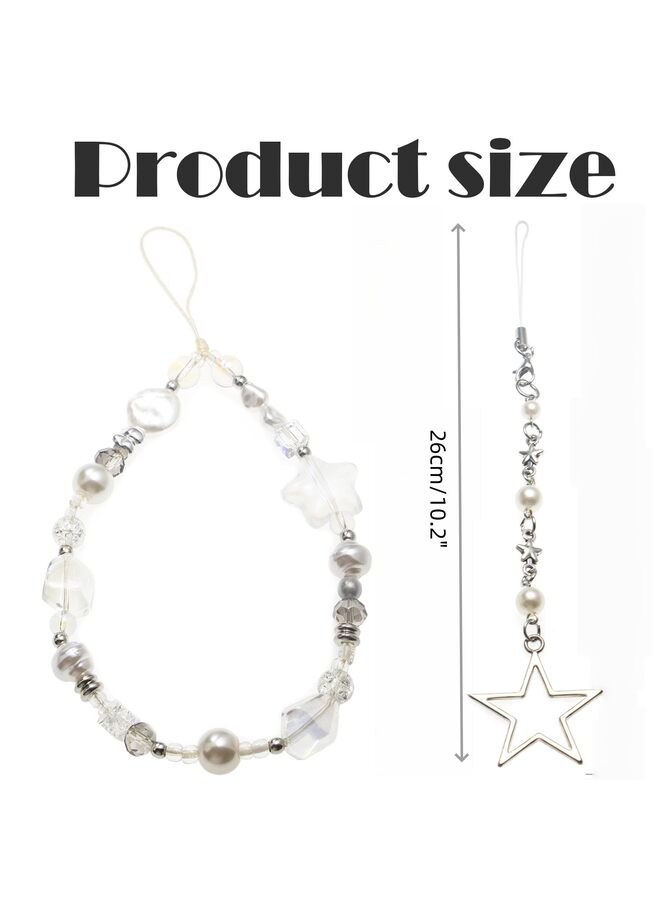LAMAY Beaded Phone Charms, Pearl Bracelet Wrist Strap Lanyard, Cute Camera Charm Strap,Phone Keychain Decoration - Image 2
