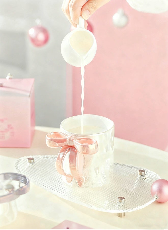 غولف تريند كوب قهوة سيراميك مع عقدة وردية - كوب شاي أنيق للنساء، مثالي للاستخدام اليومي وهدية فريدة للسيدات - Image 1