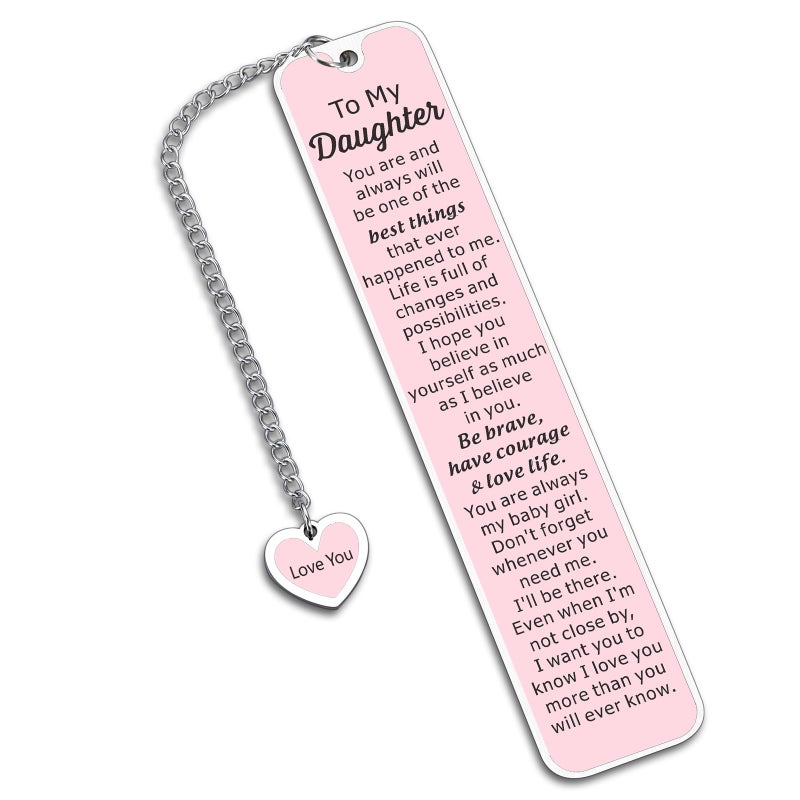 Aeonovs Easter Gifts for Teen Daughter, Daughter Gifts from Dad, Book Mark for Girls Ages 8-12, Bookmark for Mothers and Daughters, Birthday Stocking Stuffers for Girls Kids, Pink Bookmark - Image 1