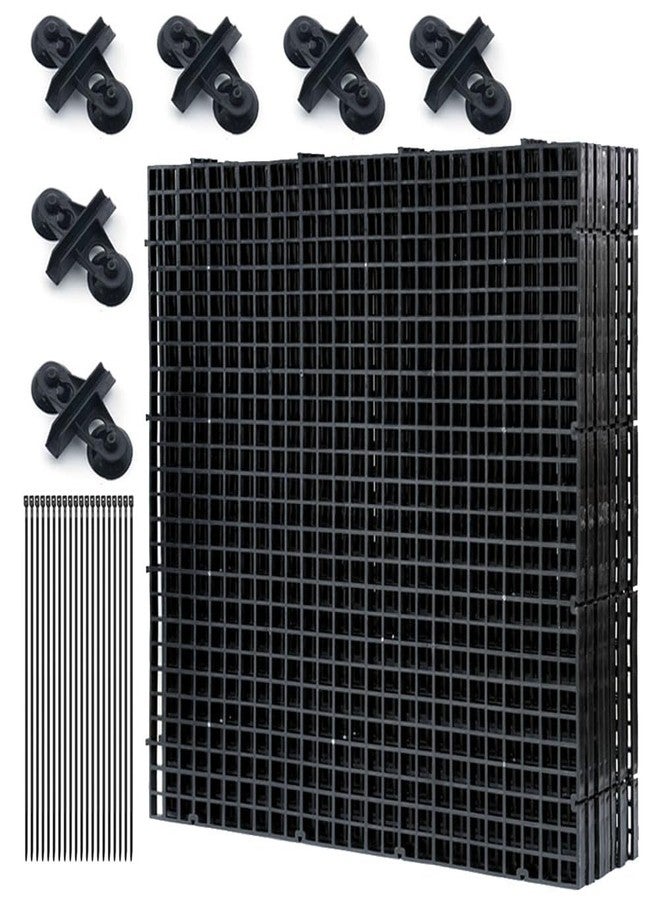 LINLAN Aquarium Fish Tank Dividers Set, 8 Pcs 30X30 cm Aquarium Grid Plastic with 6 Pcs Sucker Clips and 20 Pcs Cable Ties, Egg Crate for Fish Isolation(Black) - Image 1