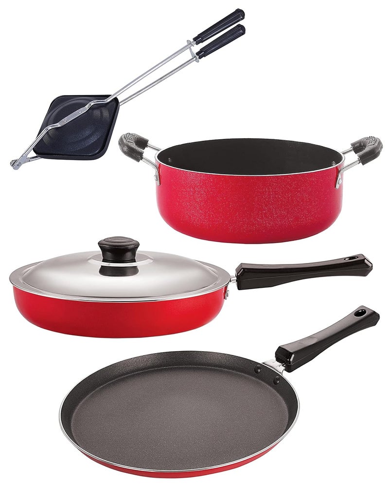 Nirlon Nirlon Non Stick Cooking Pan and Pot Utensils Gift Kitchen Set of 4 Pieces FT10_FP12_HT_CS24  - Image 1