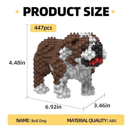 KADELE Cute Dog Building Animal Sets Extremely Challenging STEM Building Blocks Decor for Adults Kids Micro 3D Educational Toys for Boys Girls Ages 8 and UpBulldog - Image 5
