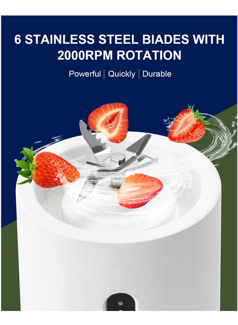 SOLARAE Portable Blender for Shakes and Smoothies, 532ML Type-C USB Rechargeable Blender, Powerful Mini Juice Blender with 6 Blades Ice Tray and Cleaning Brush for Travel Sports Kitchen(White) - Image 2