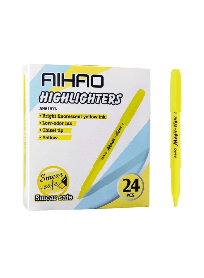 أيهاو أقلام تمييز صفراء ذات طرف إزميل أقلام تمييز على شكل جيب أصفر فلوري 24 حزمة - Image 2