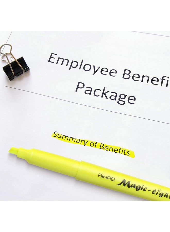 أيهاو أقلام تمييز صفراء ذات طرف إزميل أقلام تمييز على شكل جيب أصفر فلوري 24 حزمة - Image 4