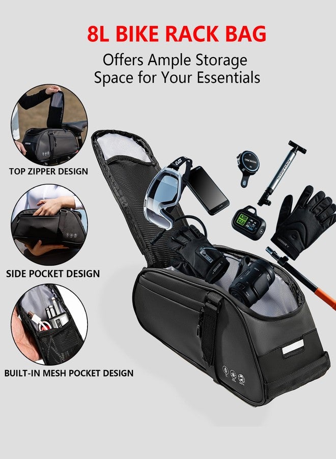 OFFBONDAGE OFF Bike Rack Bag with 3-Digit Combination Lock, Reflective Waterproof Bike Bags for Bicycles Rear Rack, 8L Bike Trunk Bag with Multi-Pocket, Bike Backpack with Shoulder Strap - Image 2