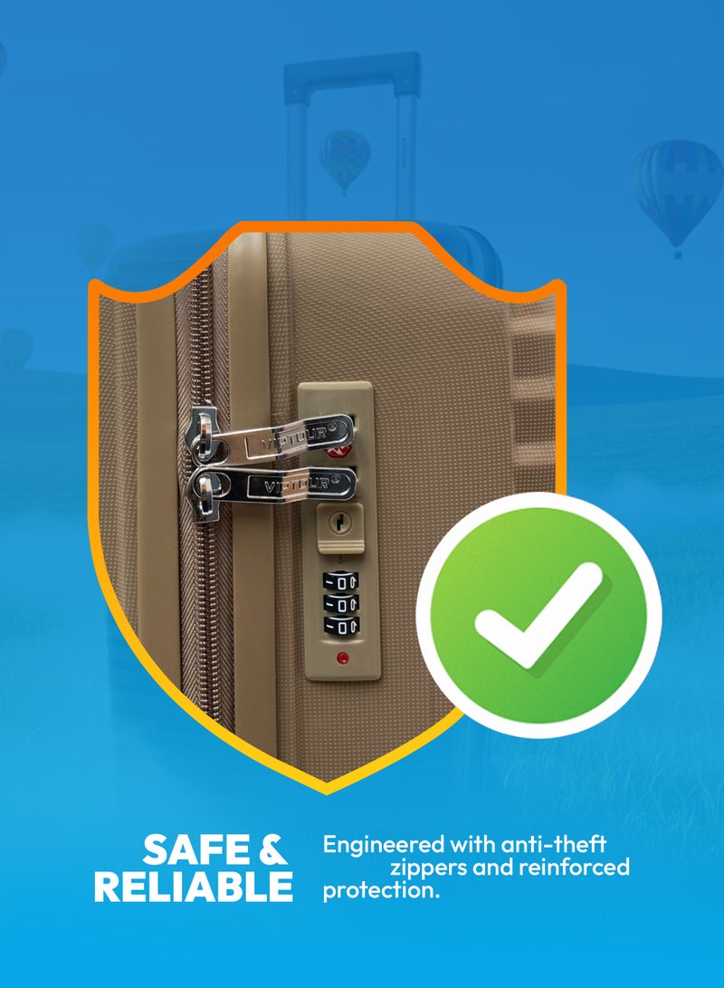 VIPTOUR Durable PP Luggage Set with Telescopic Handle, 4 Double Spinner Wheels & Secure Zipper Closure - Image 5