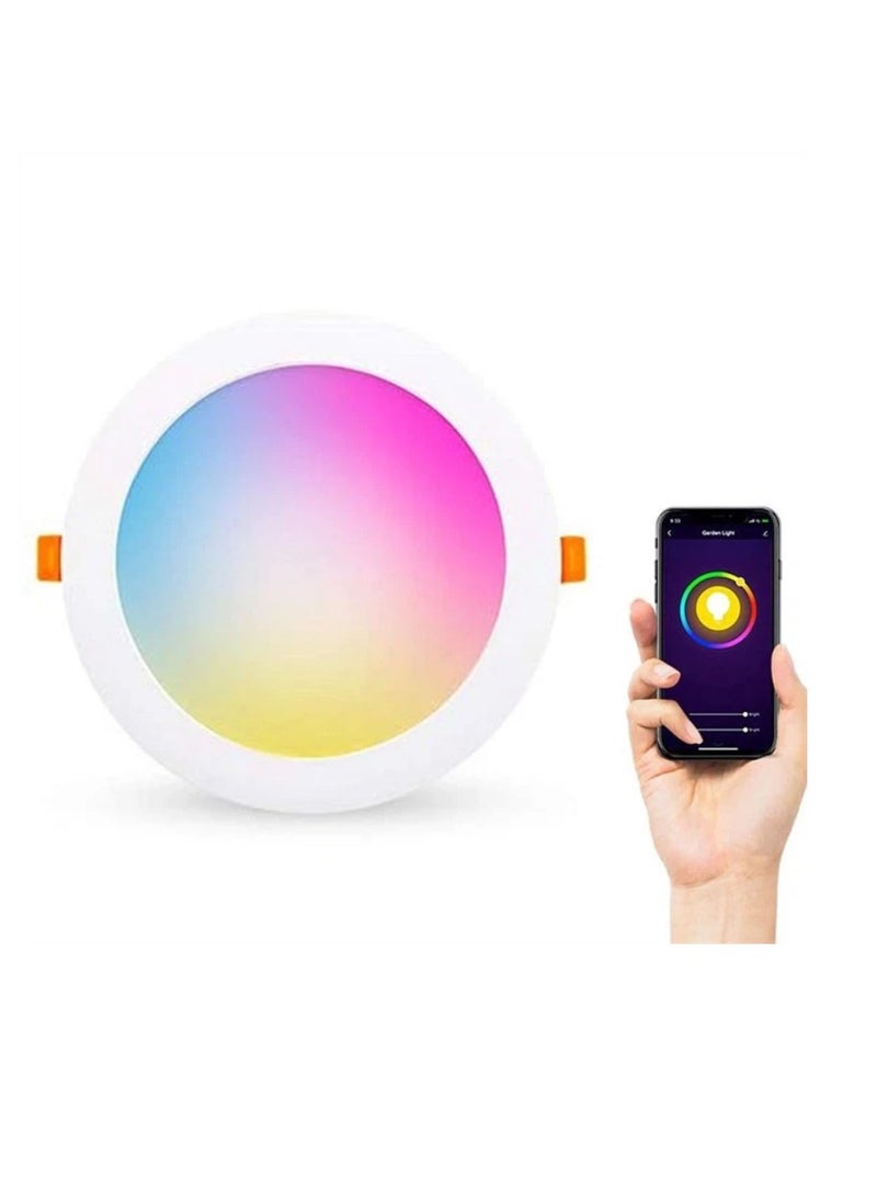 TUYA 4 Pcs RGB+CCT Downlight 4.5 Inch 10W Ceiling Light Bluetooth Control Works With Alexa And Google Assistant Led Light With App Control 16 Million Color Range 50000 Hour Lifespan 2700K-6500K Color Range - Image 3