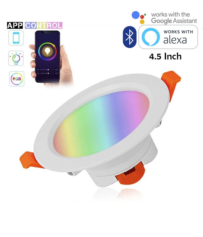 TUYA 4 Pcs RGB+CCT Downlight 4.5 Inch 10W Ceiling Light Bluetooth Control Works With Alexa And Google Assistant Led Light With App Control 16 Million Color Range 50000 Hour Lifespan 2700K-6500K Color Range - Image 2