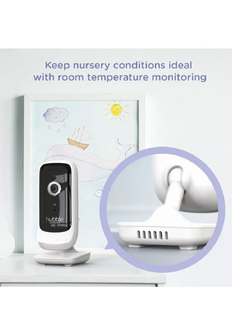 hubble connected Hubble Connected Nursery View Premium - Baby Monitor For Infants / Babies - 5 Inch Diagonal Colour Screen, 2 - Way Talk, Infrared Night Vision, Secure And Private Connection, Up To 300M Range - White