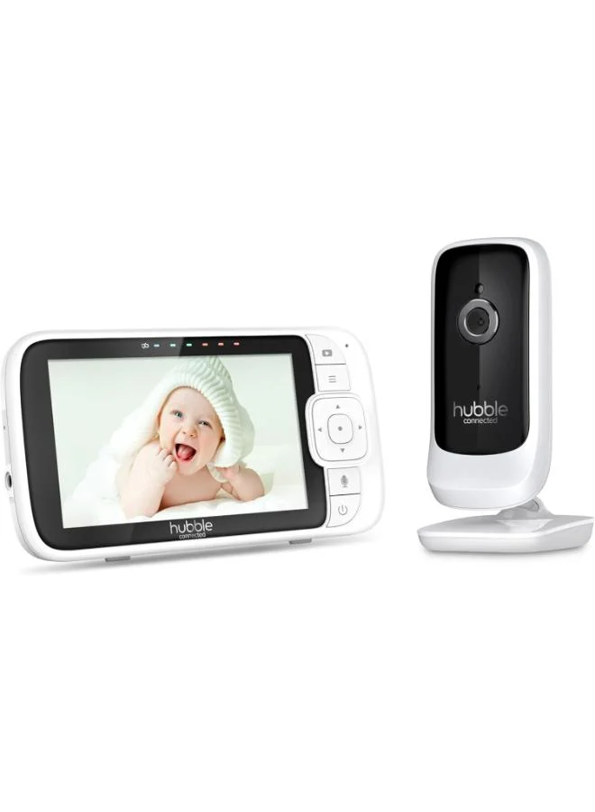hubble connected Hubble Connected Nursery View Premium - Baby Monitor For Infants / Babies - 5 Inch Diagonal Colour Screen, 2 - Way Talk, Infrared Night Vision, Secure And Private Connection, Up To 300M Range - White