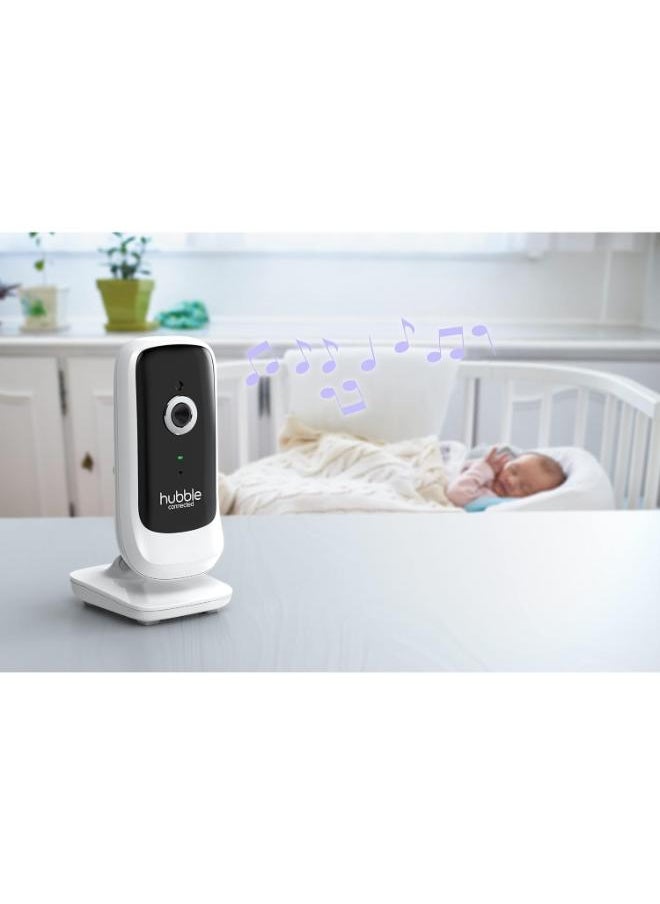 hubble connected - Hubble Connected Nursery View Premium - جهاز مراقبة الطفل للرضع / الأطفال - شاشة ملونة قطرية 5 بوصات، تحدث في اتجاهين، رؤية ليلية بالأشعة تحت الحمراء، اتصال آمن وخاص، نطاق يصل إلى 300 متر - أبيض - Image 1