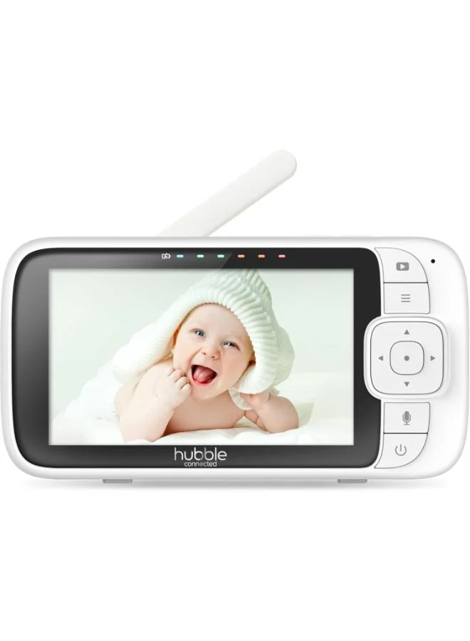hubble connected Hubble Connected Nursery View Premium - Baby Monitor For Infants / Babies - 5 Inch Diagonal Colour Screen, 2 - Way Talk, Infrared Night Vision, Secure And Private Connection, Up To 300M Range - White