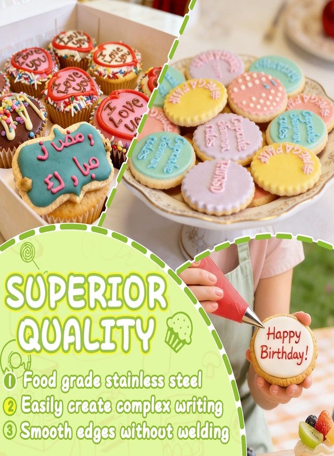 Hendiy 6 Pieces Round Stainless Steel Piping Tips Set, Icing Tips Cupcake Frosting Nozzles Small Decorating Piping Tip, Cake Writing Icing Decorating Tool for Cookies Cupcake - Image 3