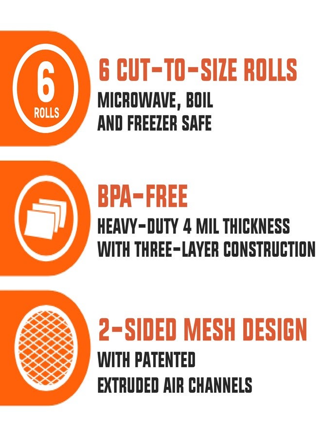 PrimalTek 8” x 20’ Cut-to-Size Vacuum Bag Rolls - 6 Rolls Included, User Friendly for Food Preservation - Microwave, Freezer and Boil Safe, BPA-Free, Compatible with Most Vacuum Sealer Machines - Image 4