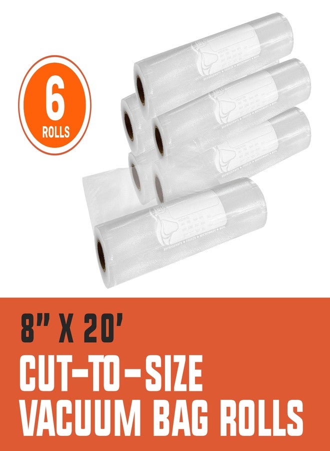 PrimalTek 8” x 20’ Cut-to-Size Vacuum Bag Rolls - 6 Rolls Included, User Friendly for Food Preservation - Microwave, Freezer and Boil Safe, BPA-Free, Compatible with Most Vacuum Sealer Machines - Image 2