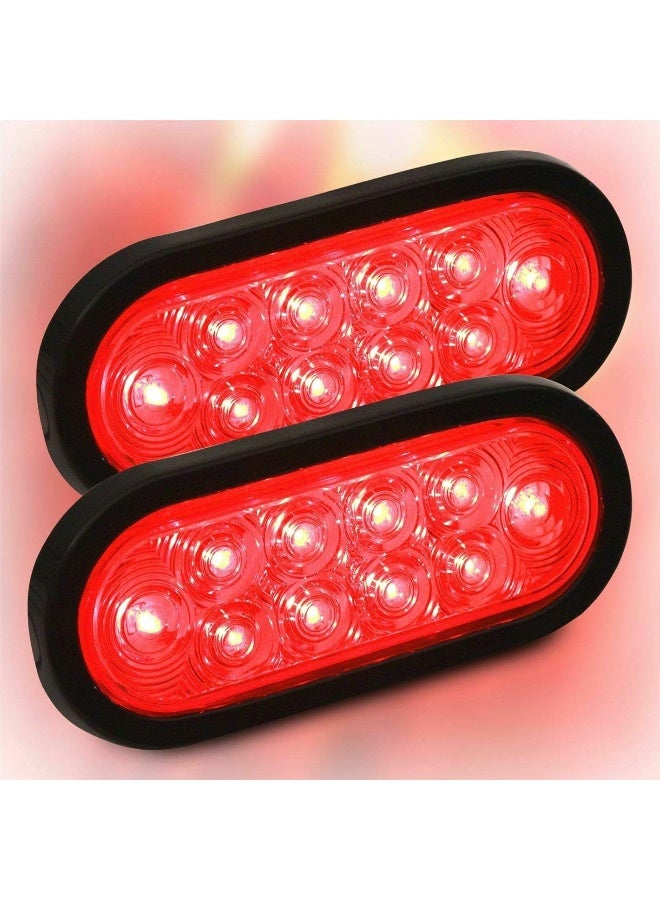 PPI (2) Red Trailer Truck LED Sealed RED 6" Oval Stop/Turn/Tail Light Marine Waterproof - Image 3