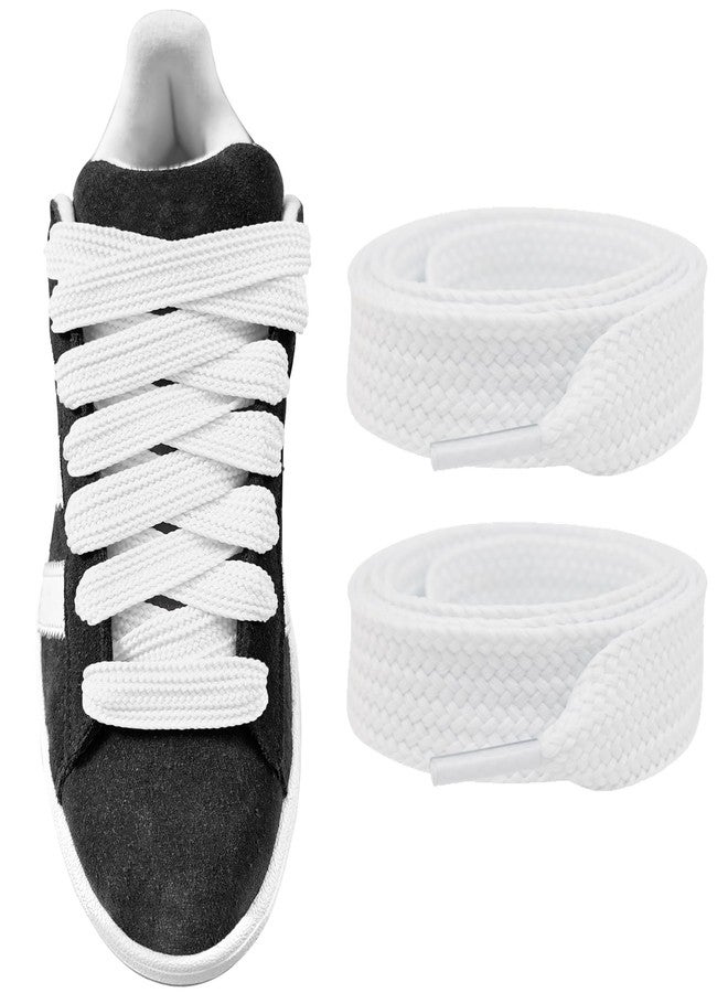 UamGlsob 5/8"(15mm) Wide Thick Shoe Laces for Sneakers, Fat Athletic Shoelaces Replacement Laces for Adidas Campus 00s Shoes (White, 54"/140cm) - Image 1