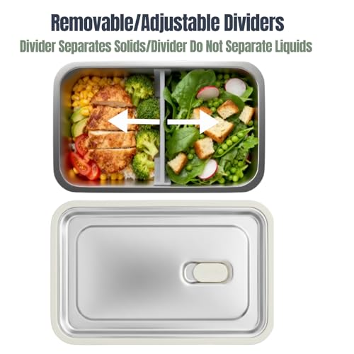 Modaniam Stainless Steel Bento Box, Stainless Steel Lunch Box for Adults, 42 OZ, Metal Lunch Box, Lunch Containers with Compartment, Vanilla, Leak Proof - Image 2
