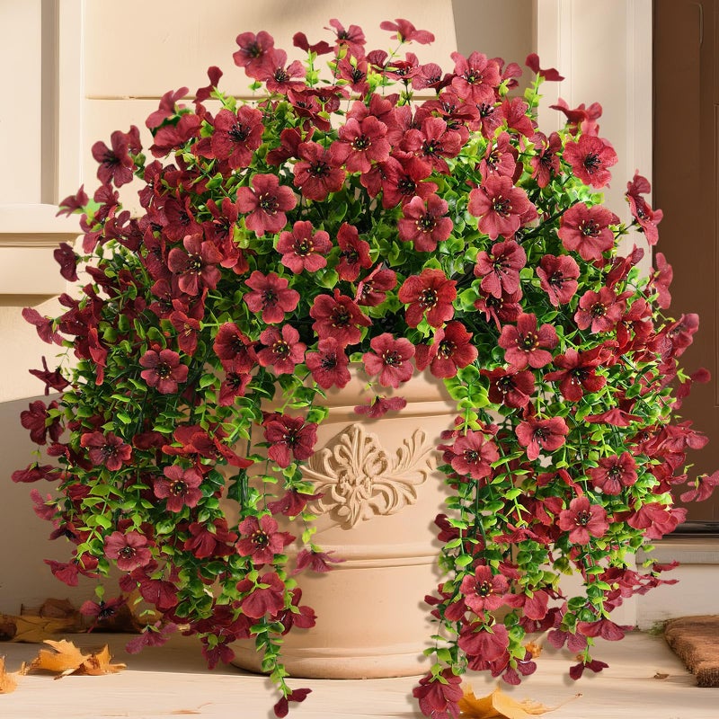 ZFProcess Artificial Fall Flowers for Outdoors Fall Decoration 2PCS Silk Fake Flowers Realistic Outdoor Daisy UV Resistant Porch Patio Window Yard Decor Brown