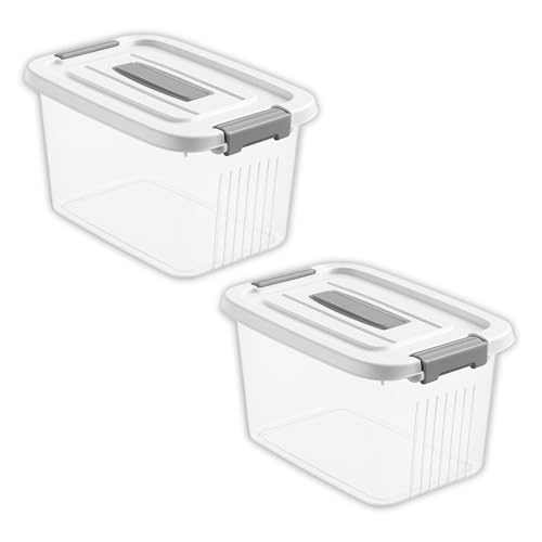 KREPS Clear Plastic Storage Box/Bins, Container with Latches and Lid, Stackable Storage, Heavy Duty Material (NO.3-14.5 X 10.5 X 8.2 INCH, PACK OF - 2) - Image 1