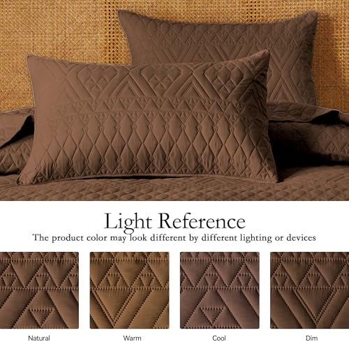 akkialla Full/Queen Size Quilt Bedding Set,Brown Lightweight Microfiber Soft Bedspread,Modern Style Geoetric Pattern Coverlet Set for All Seasons,3 Piece(1 Quilt,2 Pillow Shams) - Image 4