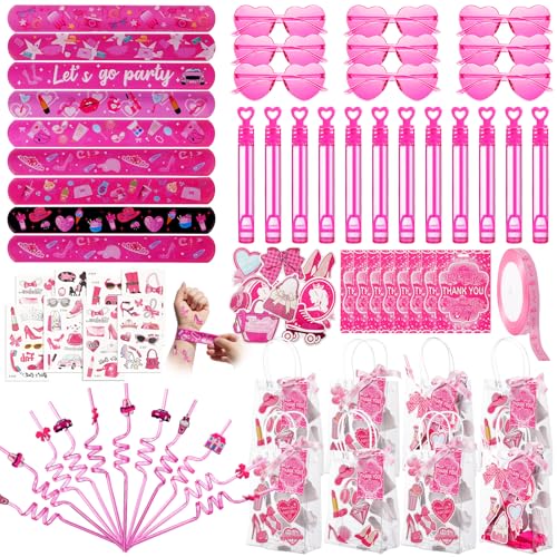 Vanblue 135Pcs Pink Girls Party Favors Princess Theme Birthday Party Decorations Heart Glasses Straws Goodie Bag Stuffers Pinata Filler Classroom Rewards for Kids Girls Birthday Gifts Party Supplies - Image 1